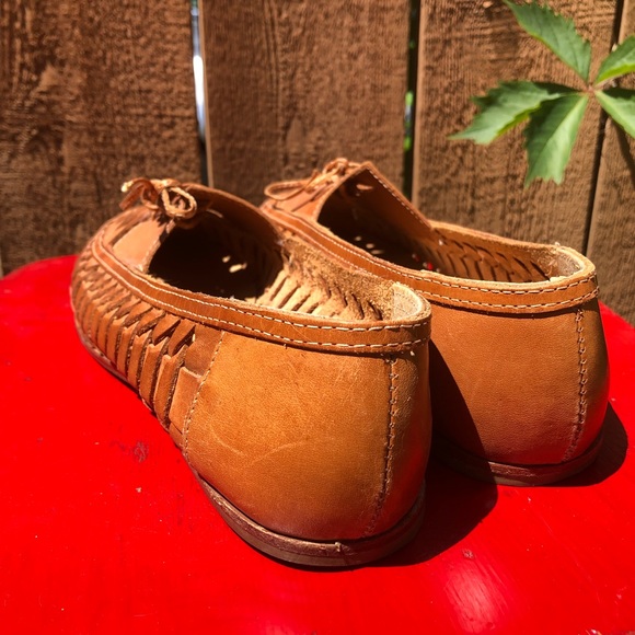 Vintage Huarache Lace Up Ladies 7 1/2 Shoes Brown - Picture 8 of 9